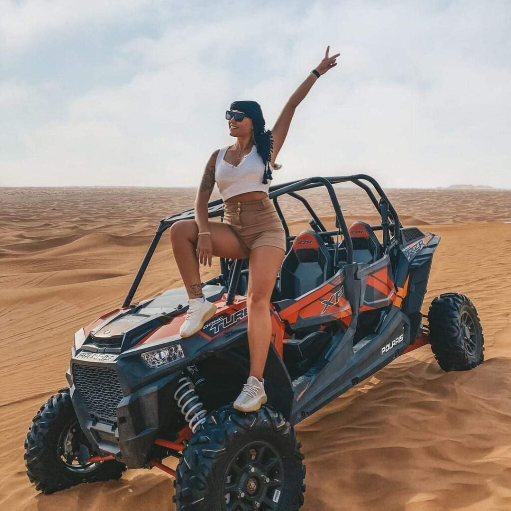 Cheapest buggy car ride in Dubai desert with Lucky Dune Buggy Rides Dubai tourists enjoying affordable desert safari adventure